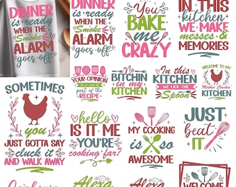 Kitchen Towel Sublimation Bundle, Pot Holder Png, Kitchen Quote Bundle, Baking Png, Funny Kitchen Quotes Png, Digital Download