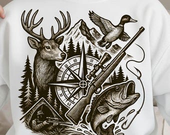 Deer Duck Fishing Png, Camo Hunting Sublimation Design, Hunting Deer Antler Png, Camouflage Hunting Png, Hunting Season (Digital Download)