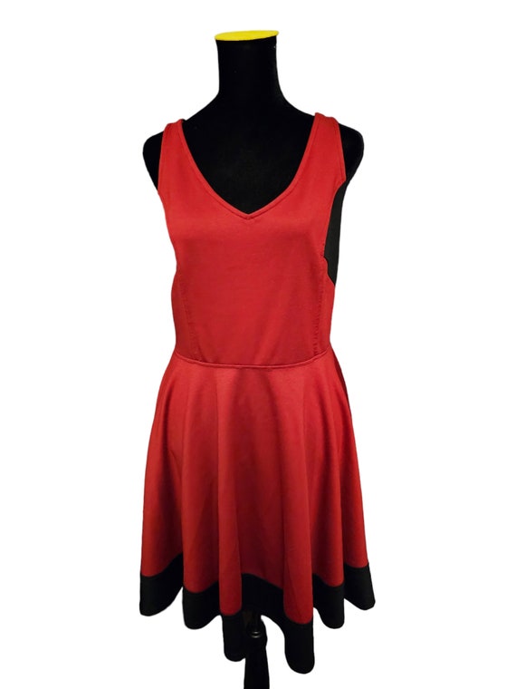 Vintage 80s Guess Red and Black Knit Skater Dress