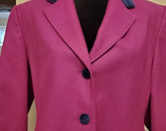Chaqueta Pendleton de lana color rosa arándano, talla 14, estilo vintage de los 80 y 90.