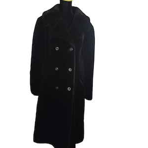 Borgazia Black Full Length Faux Fur Coat Vintage 60s