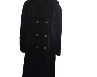 Borgazia Black Full Length Faux Fur Coat Vintage 60s