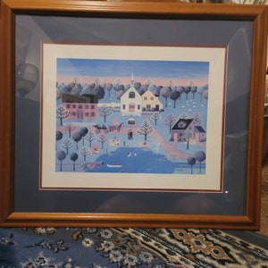 Spring in the Village Großer Amerikanischer Druck von Colleen Sgroi Gerahmt Mattiert