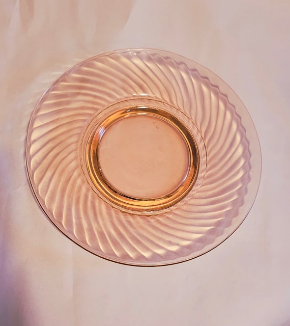 Vintage Pink Swirl Pedestal Plate Depression Glass