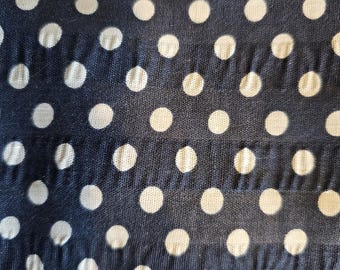 Navy Blue Polka Dot Fabric, Lightweight 5.5 Yards