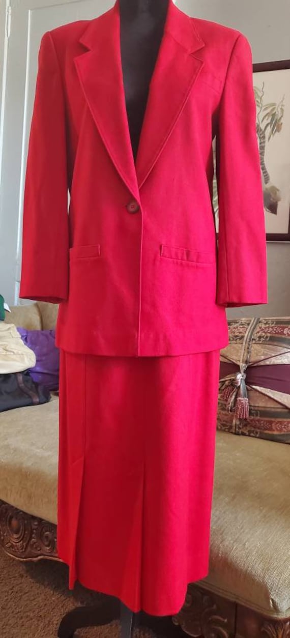 Pendleton Red Wool Skirt Suit Vintage Size 10