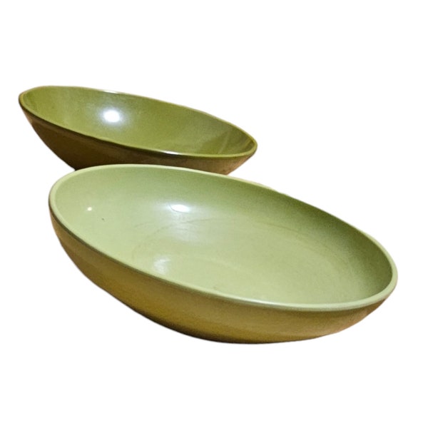 Two Vintage Plastic Melamine Bowls 70s Green