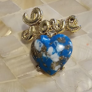 Vintage Gerry&#39;s Love Pin Script with Dangling Enamel Heart