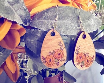 Poppy Flower Dangle Earrings Homemade