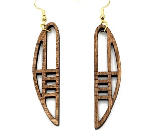 Wooden minimalist dangle earrings