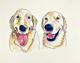 Custom watercolor pet portraits