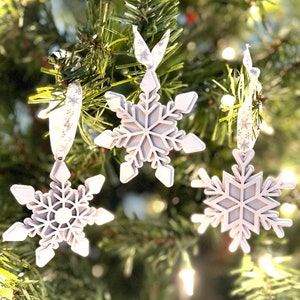 Wooden Snowflake ornaments optional Personalization