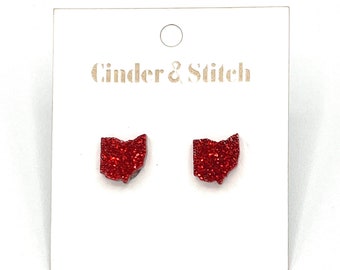 Ohio sparkly red Stud Earrings
