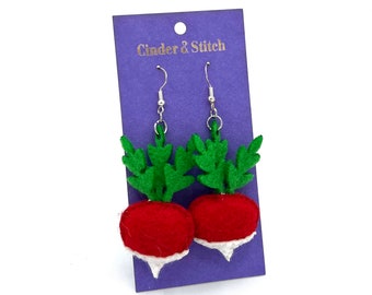 Radish Felt dangle earrings