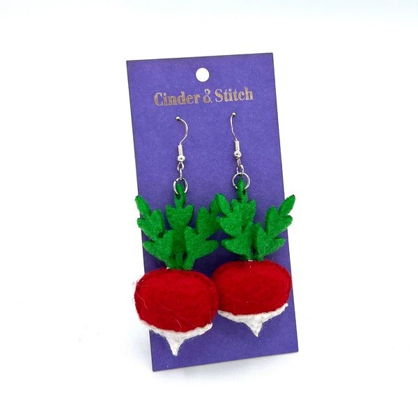 Radish Felt dangle earrings