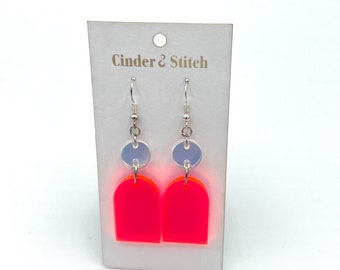 Neon Pink acrylic dangle earrings