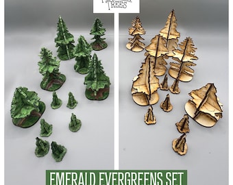 Tally's Tabletop Trees- Emerald Evergreens. Customizeable Terrain for Tabletop Games