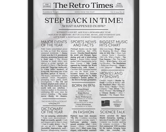 50th Birthday Newspaper Poster | Year in Review Gift | Back in 1976 Fun Facts & Trivia