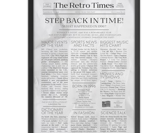 30th Birthday Newspaper Poster | 1996 Year in Review, Fun Facts (Digital Download)