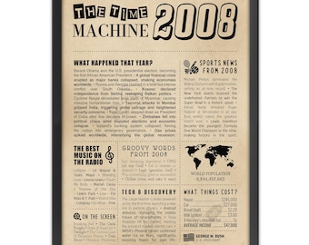 18. Geburtstag Zeitung Poster, 2008 Trivia, Zurück in 2008, Vintage Stil (Digitaler Download)