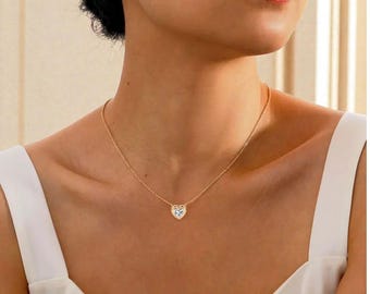 Heart Cut Moissanite Necklace 1CT D Color VVS1  925 Sterling Silver Pendant  Certified Moissanite Jewelry Gift for Women Daily Wear