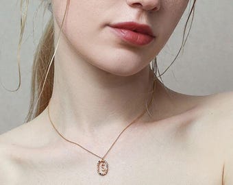 Dainty Necklace Sterling Silver Letter Necklace Multicolour Stones Pendant with Color Zircon  Personalized Jewelry Gift for  Her Women