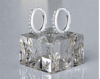 Moissanite Hoop Earrings 925 Sterling Silver Small Hoop Earrings Huggie Hoop Earring Cartilage Hoop Gift  For Women Mother Christmas
