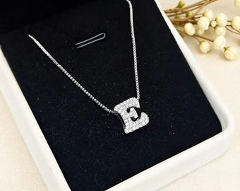 Dainty Initial Necklace  Solid Gold Sterling Silver Letter Necklace Personalized Birthday Gift For Her