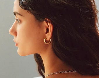 Small Hoop Earrings Gold Plated Hoop Tiny Earrings Huggie Hoop Earring Dainty Gold Earrings Conch hoop Helix Jewelry For Her