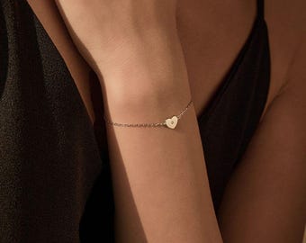 Moissanite Bracelet Heart D Color 925 Sterling Silver Adjustable Personalized Minimalist Moissanite Bracelet Fine Jewelry Gift for Women