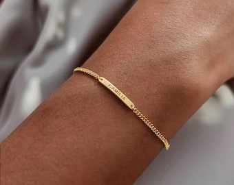 Pulsera con nombre grabado personalizado, joyería unisex personalizada