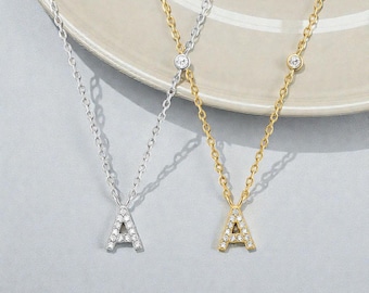 Initial Necklace 925 Sterling  Custom Gold Initial  Necklace Silver Minimalist  Personalized  Pendant Jewelry   Gift For Her Women Grandma