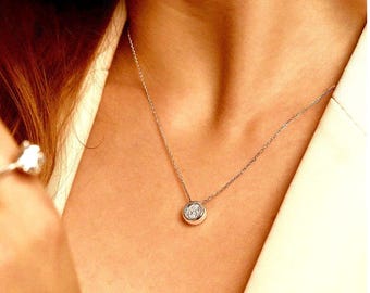 Bubble Moissanite Pendant Necklace  D Color Moissanite 0.5-3 Carat  Single Stone Necklace Sterling Silver  Gift For Girls  Mum  Grandmother