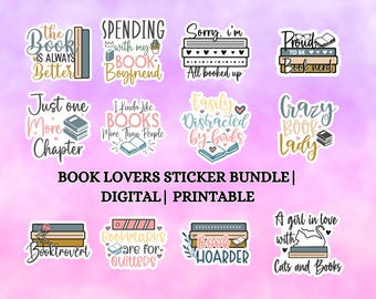Paquete de pegatinas para amantes de los libros: pegatinas con frases literarias (descarga digital)