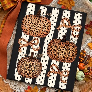 Leopard Pumpkin PNG Bundle, Leopard Bow Fall Clipart, Neutral Brown Autumn Pumpkin Sublimation Design for Fall Shirt Decor Sign Print