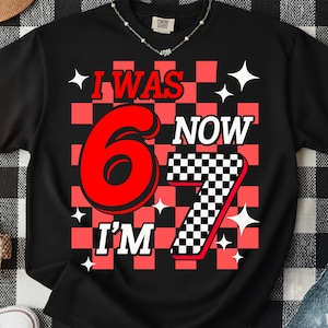 “six seven kid birthday” i was six now i’m seven png shirt, Red 6 7 Checkered Birthday Boy, 67 birthday PNG SVG, I Was six Now I’m 7 birthday SVG gift for boys & kids Design