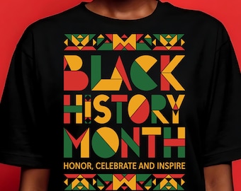 Mes de la Historia Negra Geométrica PNG SVG, Honor, Celebración e Inspiración PNG, Afroamericano Png, Excelencia Negra Svg, regalos de historia negra dtf
