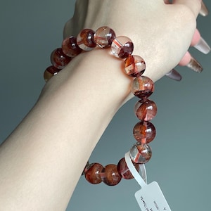 High Quality Fire Quartz Bracelet | Red Hematoid Quartz Crystal | Grounding & Strength Stone | Bold Red Gemstone Jewelry