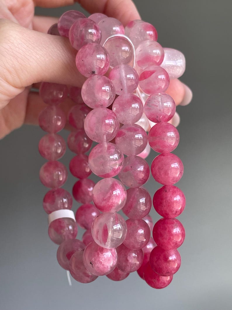 Sakura Rhodonite Bracelet | Pink Rhodonite Crystal Bracelet | 9.5–10 ...