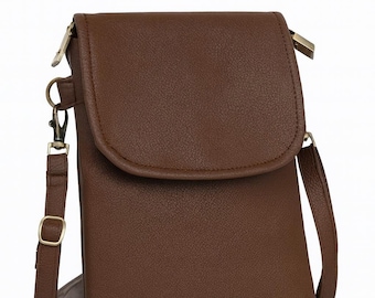 Bolso bandolera pequeño de piel sintética para mujer, con 4 capas y cierre magnético | Bolso de hombro para mujer | Bolso de viaje