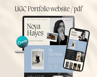Plantilla de portafolio de creadores de UGC / Sitio web editable en Canva para influencers, creadores de contenido y autónomos