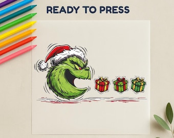 Grinch Gamer DTF, Christmas Grinch Dtf, Game Lovers Dtf, Gaming Grinch Dtf, Movie Lover Dtf, Vintage Xmas Dtf, Heat Transfer, Ready To Press
