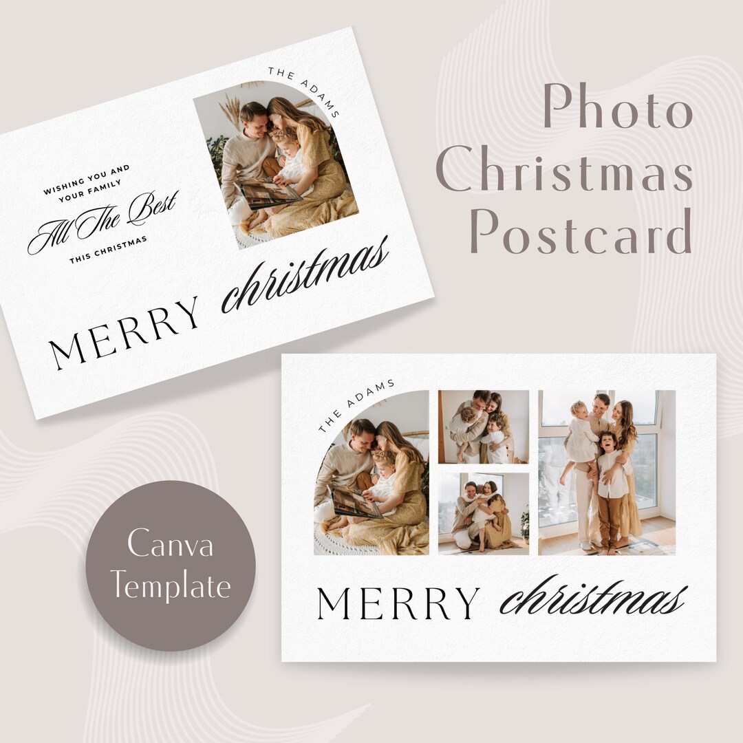 Clean Modern Photograph Christmas Card • Editable Canva Template ...