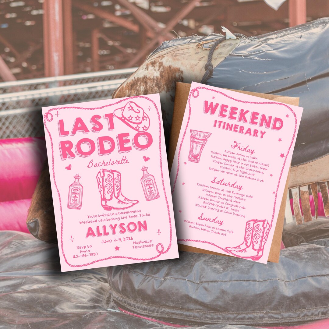 Last Rodeo Bachelorette Invitation, Disco Cowgirl Western Theme (canva ...