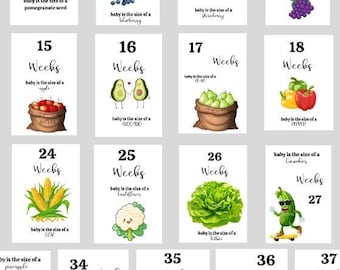 Printable Pregnancy Milestone Cards x187 - Baby Size Tracker (Digital Download)