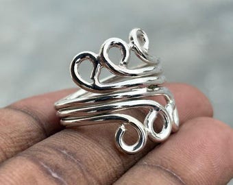 Handmade Sterling Silver Wire Ring: Bohemian Unisex Jewelry