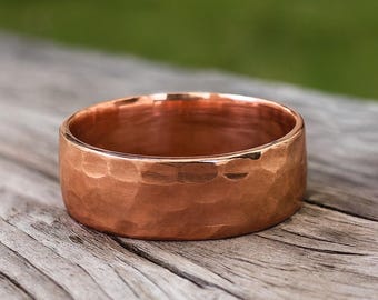 Anillo de banda de cobre puro hecho a mano / Anillo de promesa unisex