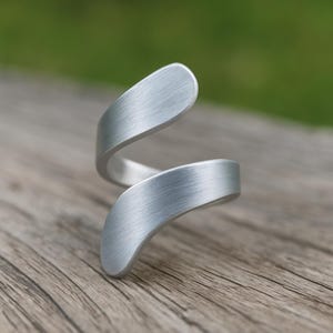 Handmade Sterling Silver Wrap Ring: Adjustable Floral Band