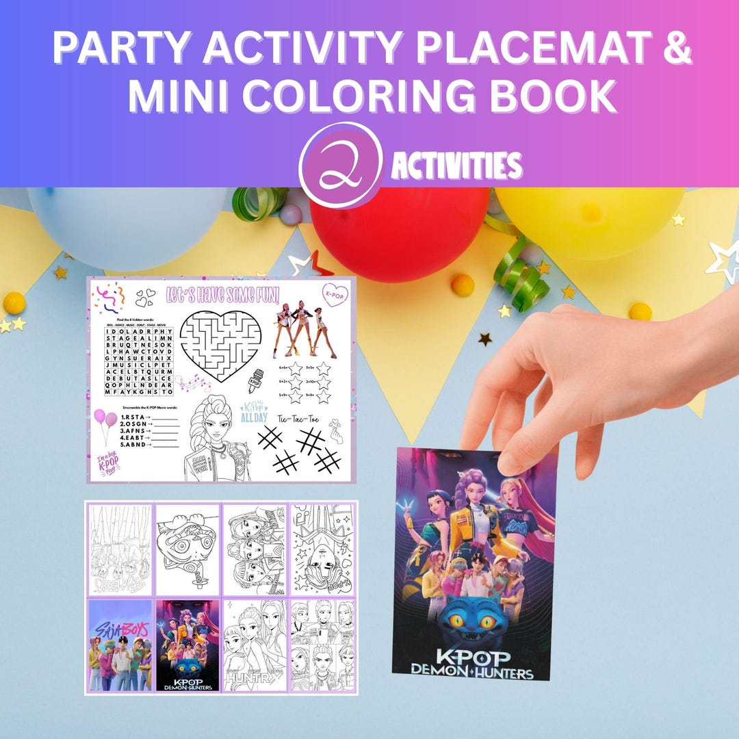 Mini Rumi Raman Printable Rumi Party Activity Placemat and Mini Coloring Book | Huntrix Coloring ...