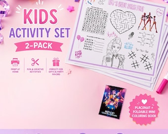 Inspired Kpop Party Placemat & Mini Coloring Book | Printable Activity Set (PDF Download) | Huntrix Party | DIY Printable